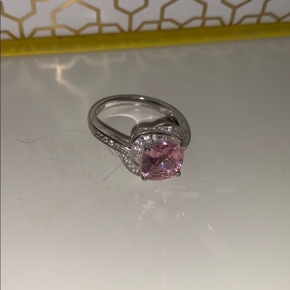 Sterling silver pink diamond ring size 7